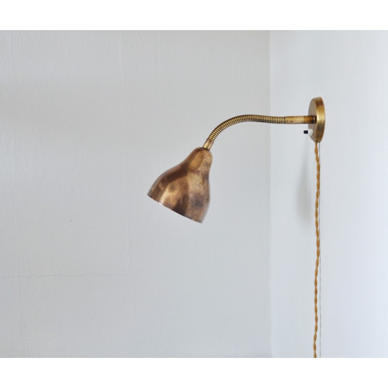 Danish vintage brass wall lamp, 1960s