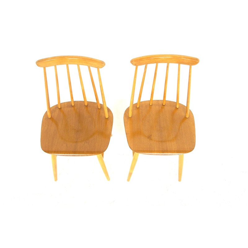 Paar vintage "Fanett" stoelen van Ilmari Tapiovaara, Zweden 1960