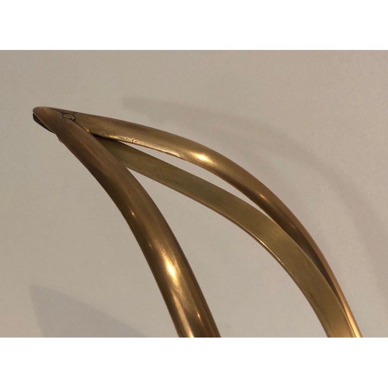 Vintage brass swan magazine rack, Italy 1940s