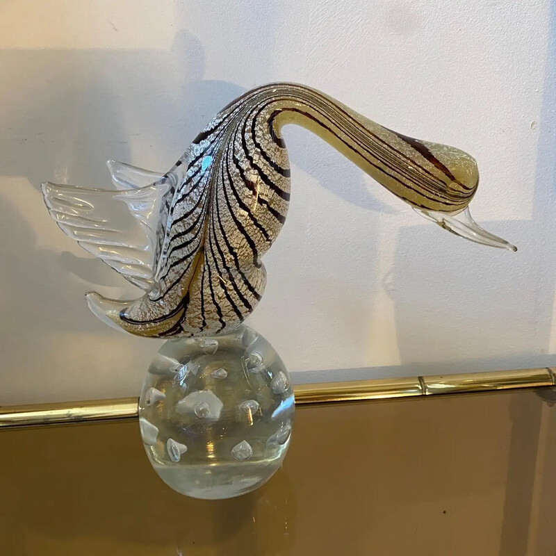 Escultura de aves de vidro Vintage Murano, Itália 1970s