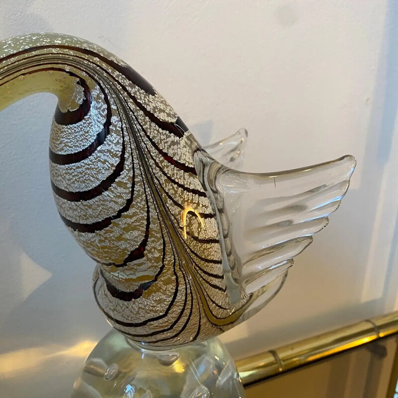 Escultura vintage de cristal de Murano para pájaros, Italia años 70