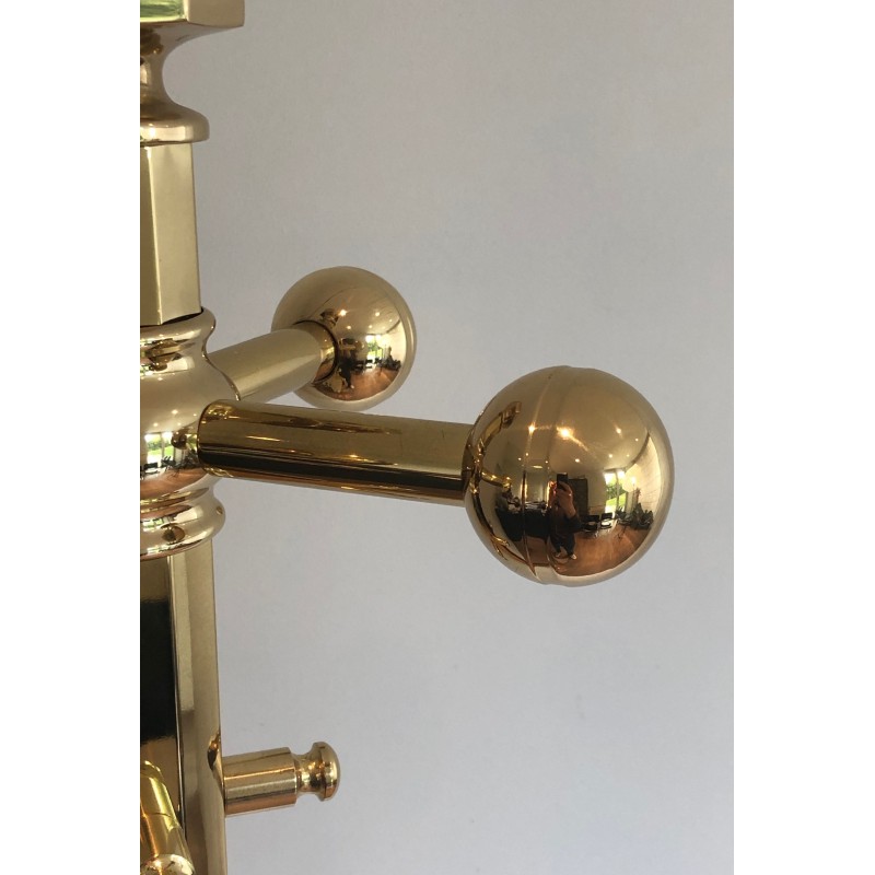 Vintage brass and marble coat rack, France 1970s