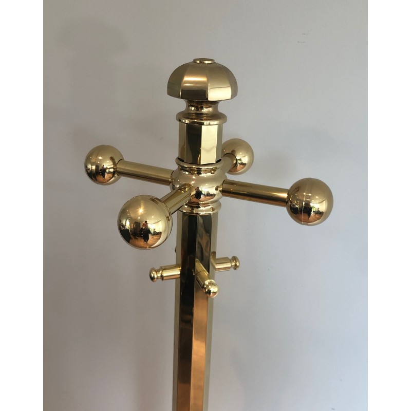 Vintage brass and marble coat rack, France 1970s