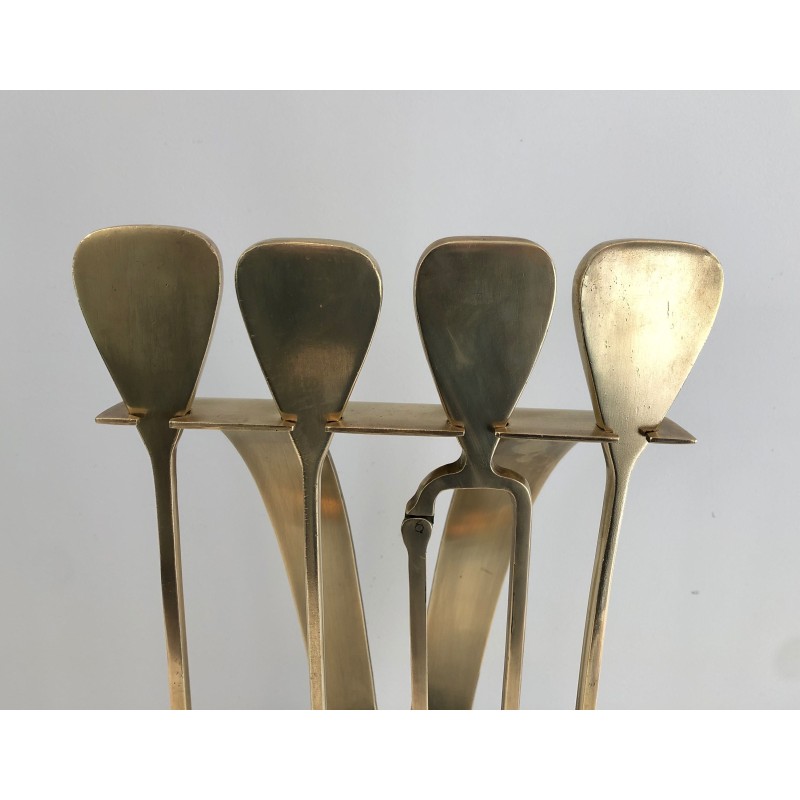 Vintage brass fire set, France 1970s