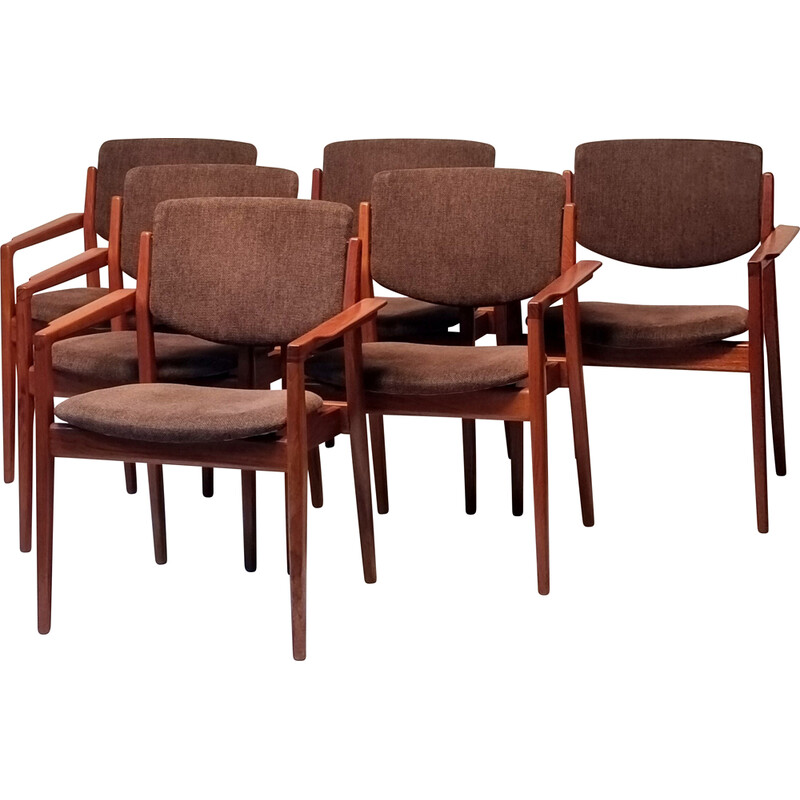 Conjunto de 6 poltronas de teca 196 da Finn Juhl para França