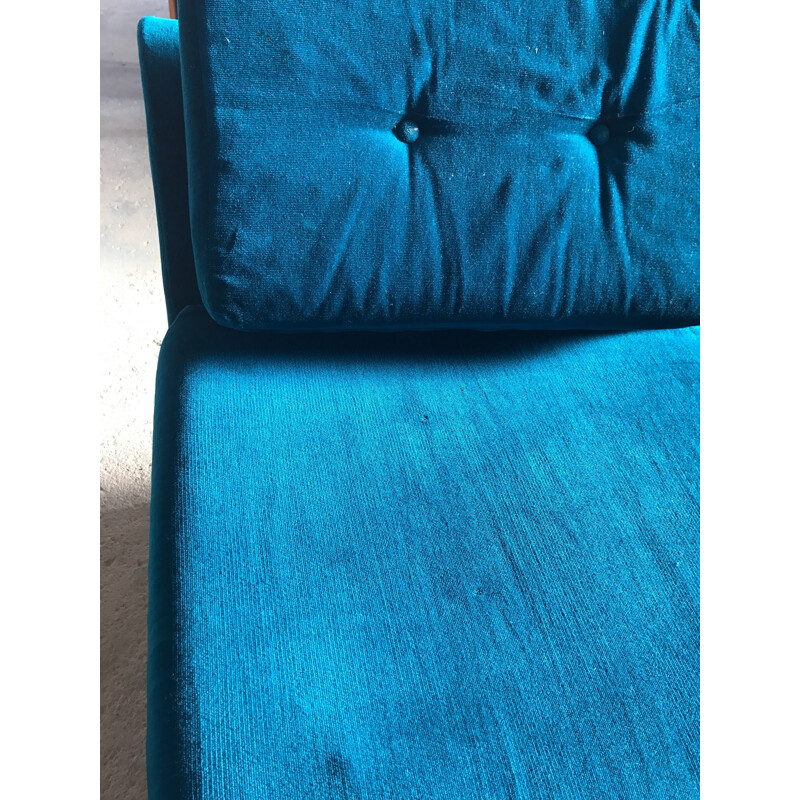Mid century daybed in blue velvet - 1960s