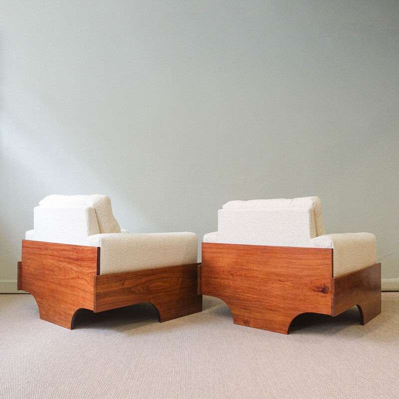 Pair of vintage lounge chairs in Macacauba wood, Brazil 1960s