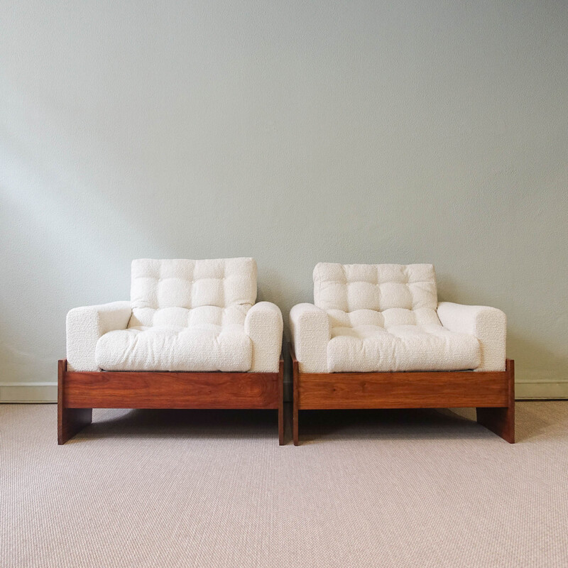 Pair of vintage lounge chairs in Macacauba wood, Brazil 1960s