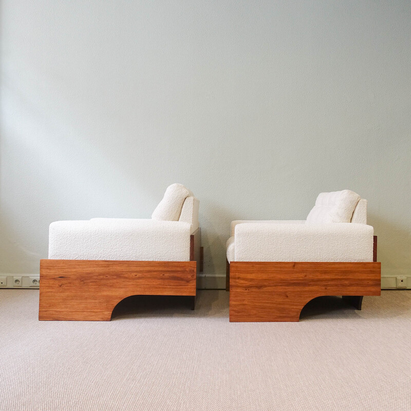 Pair of vintage lounge chairs in Macacauba wood, Brazil 1960s