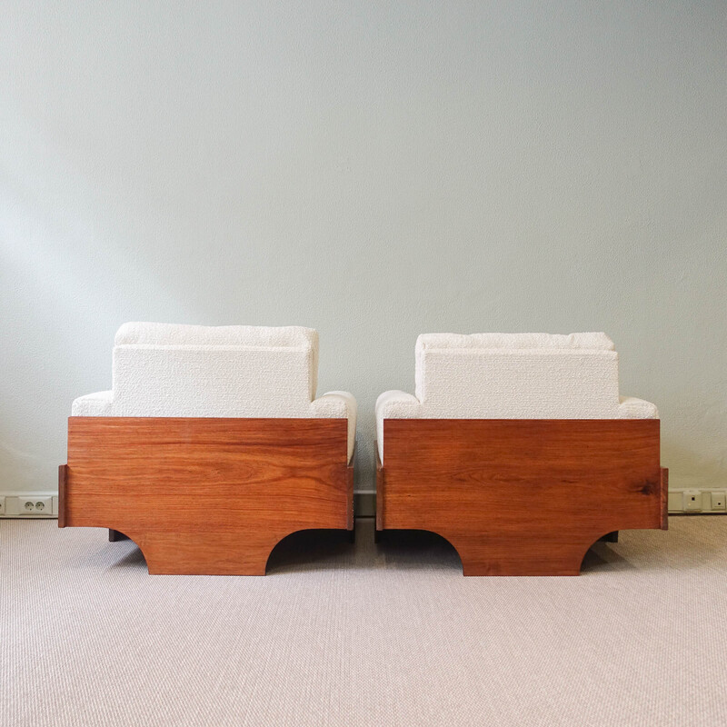 Pair of vintage lounge chairs in Macacauba wood, Brazil 1960s