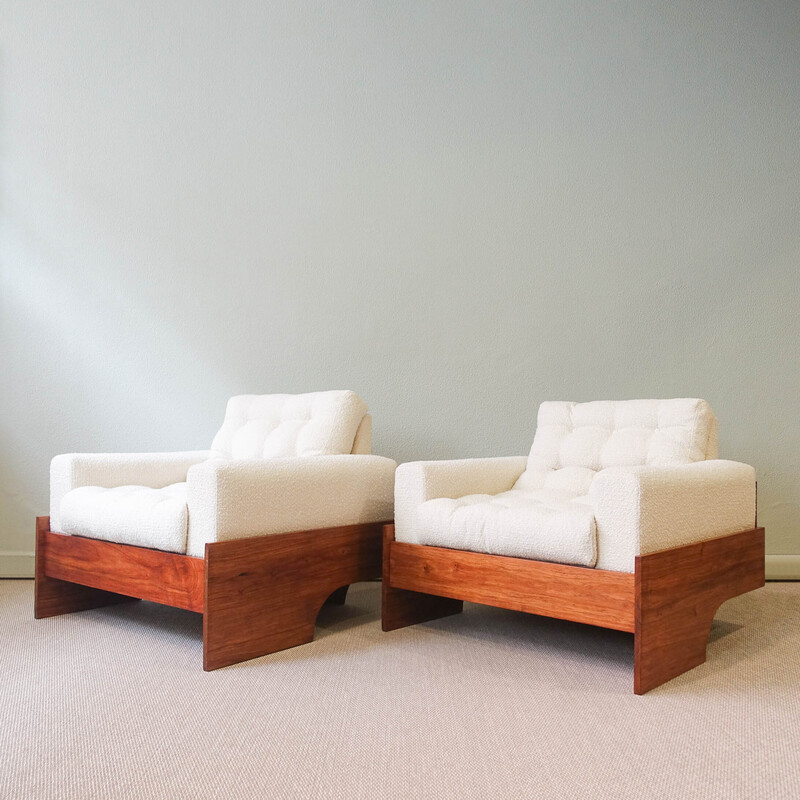 Pair of vintage lounge chairs in Macacauba wood, Brazil 1960s