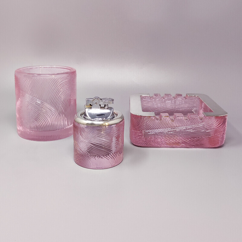 Vintage crystal and silver smoking set by Sergio Asti for Arnolfo di Cambio, Italy 1970s