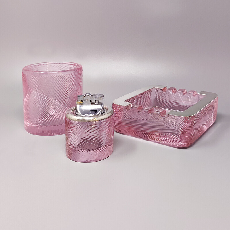 Vintage crystal and silver smoking set by Sergio Asti for Arnolfo di Cambio, Italy 1970s