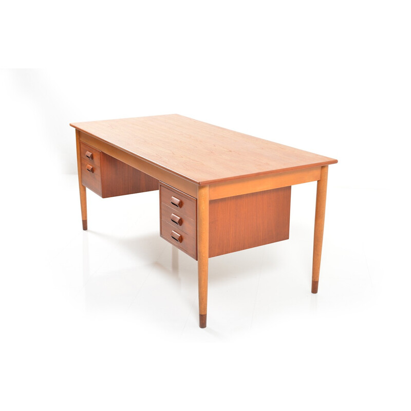 Børge Mogensen Teak and Beech Desk for Søborg Møbelfabrik - 1950s