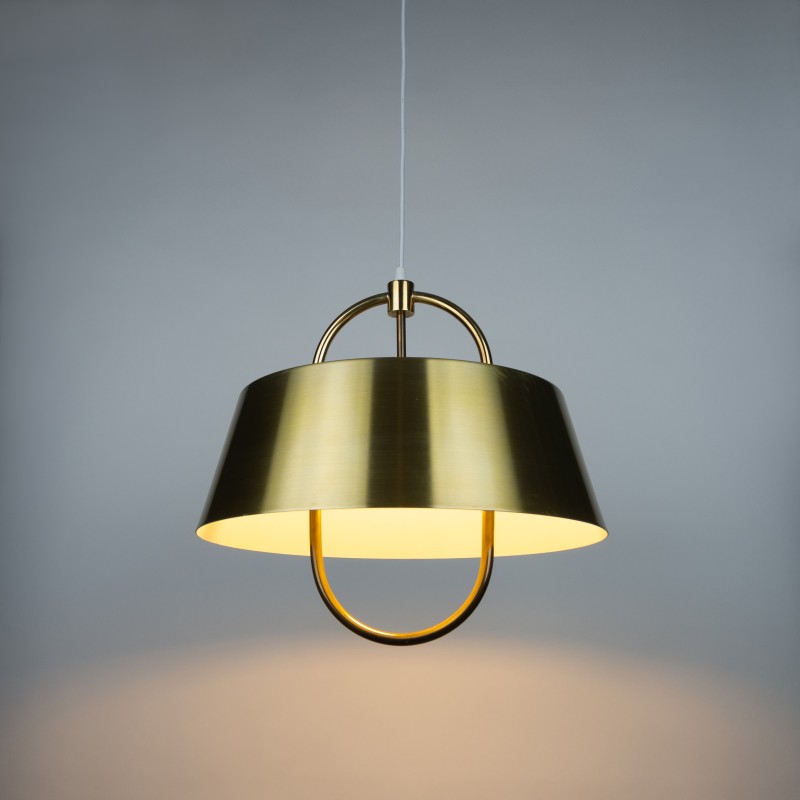 Vintage Hercules pendant lamp in brass by Jo Hammerborg for Fog og Morup, Denmark 1970s