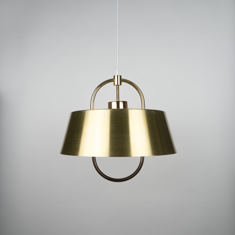 Vintage Hercules pendant lamp in brass by Jo Hammerborg for Fog og Morup, Denmark 1970s