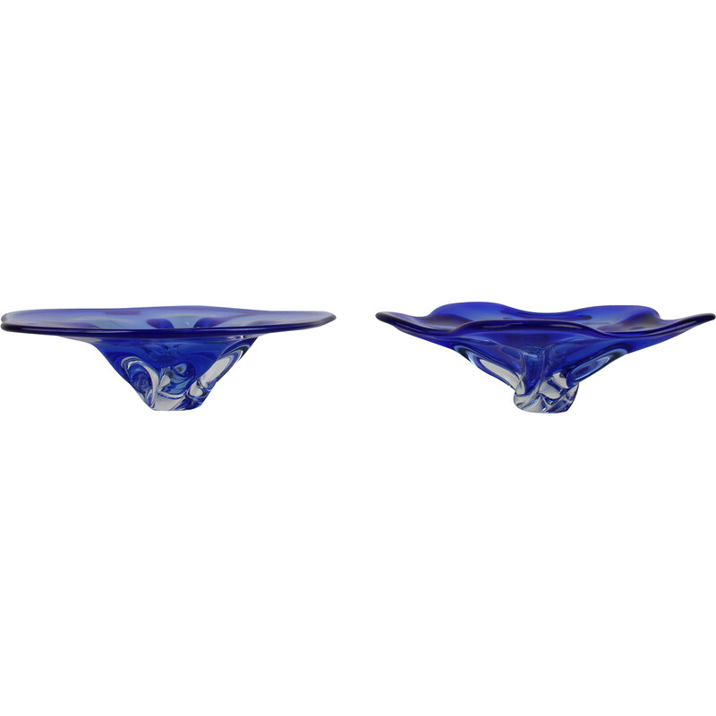 Pair of vintage art glass bowls by Josef Hospodka for Chribska Glassworks, Czechoslovakia 1960s