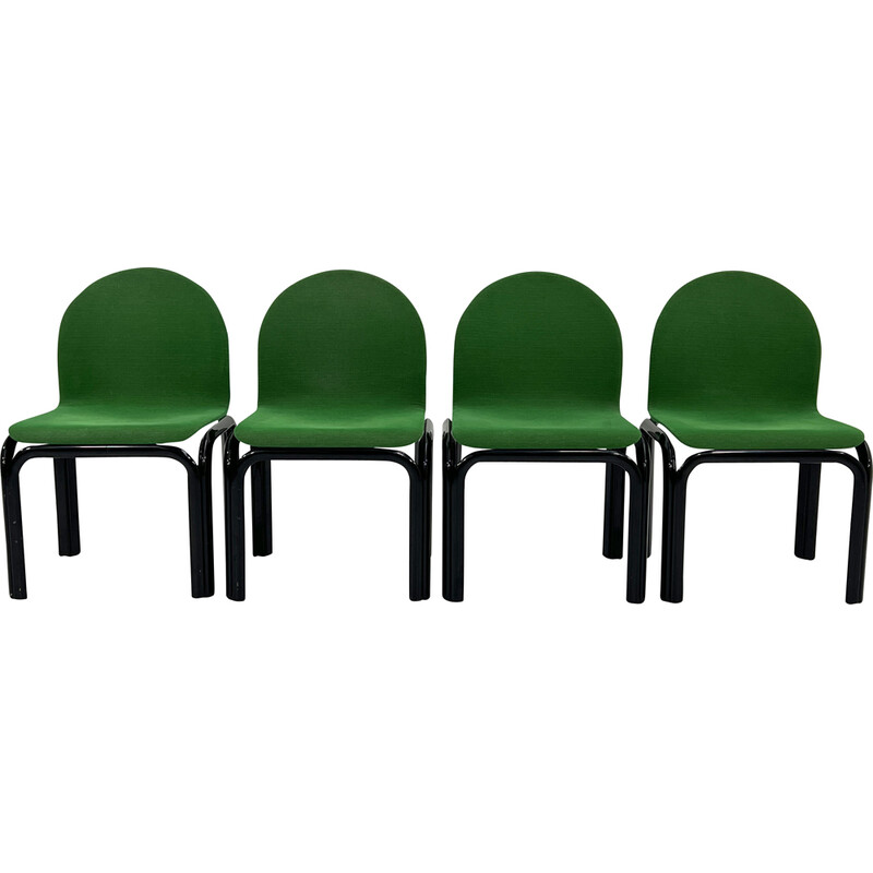 Set of 4 vintage Orsay chairs in metal and fabric by Gae Aulenti for Knoll International, 1970s