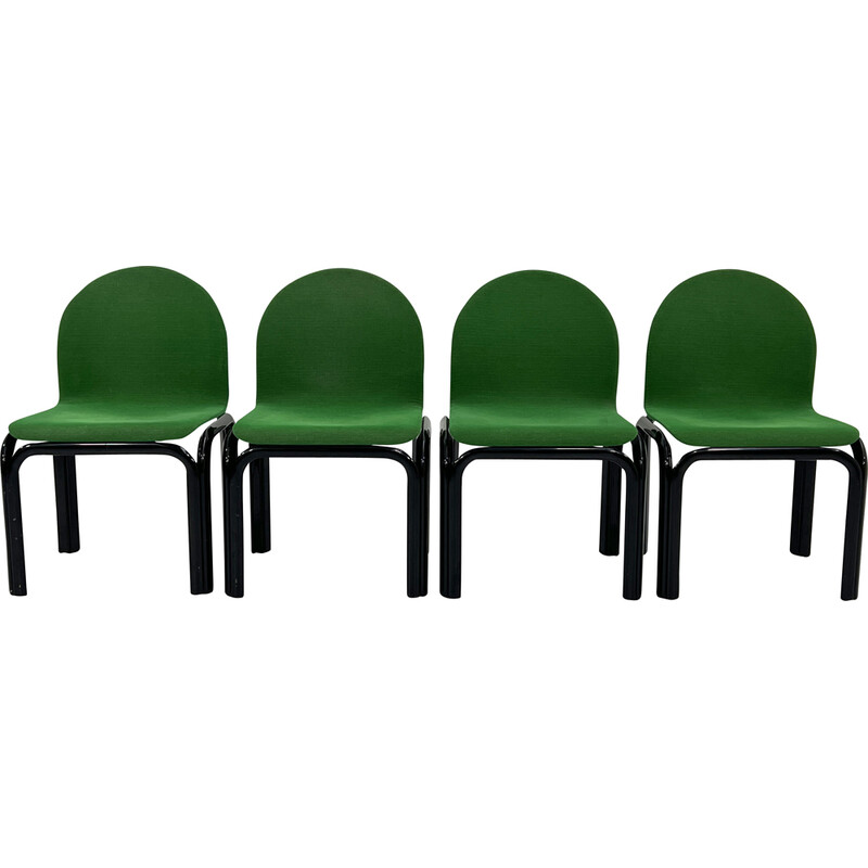 Set van 4 vintage Orsay stoelen in metaal en stof van Gae Aulenti voor Knoll International, 1970.