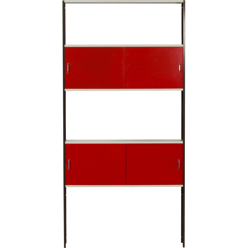 Vintage metal shelf with four sliding doors by Tjerk Reijenga for Pilastro, 1960s