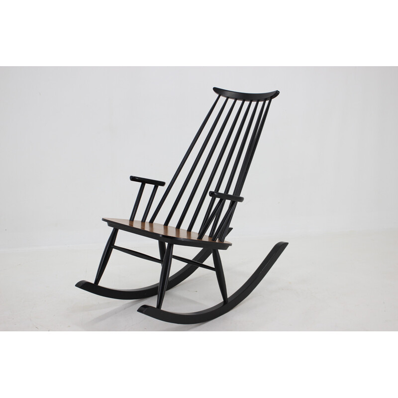 Vintage beechwood rocking chair by Varjosen Puunjalostus, Finland 1960s