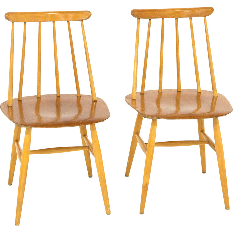 Pair of vintage "Fanett" chairs by Ilmari Tapiovaara, Sweden 1960
