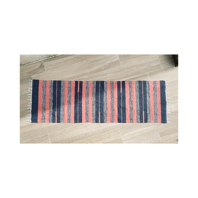 Vintage cotton Kilim rug, 1980s