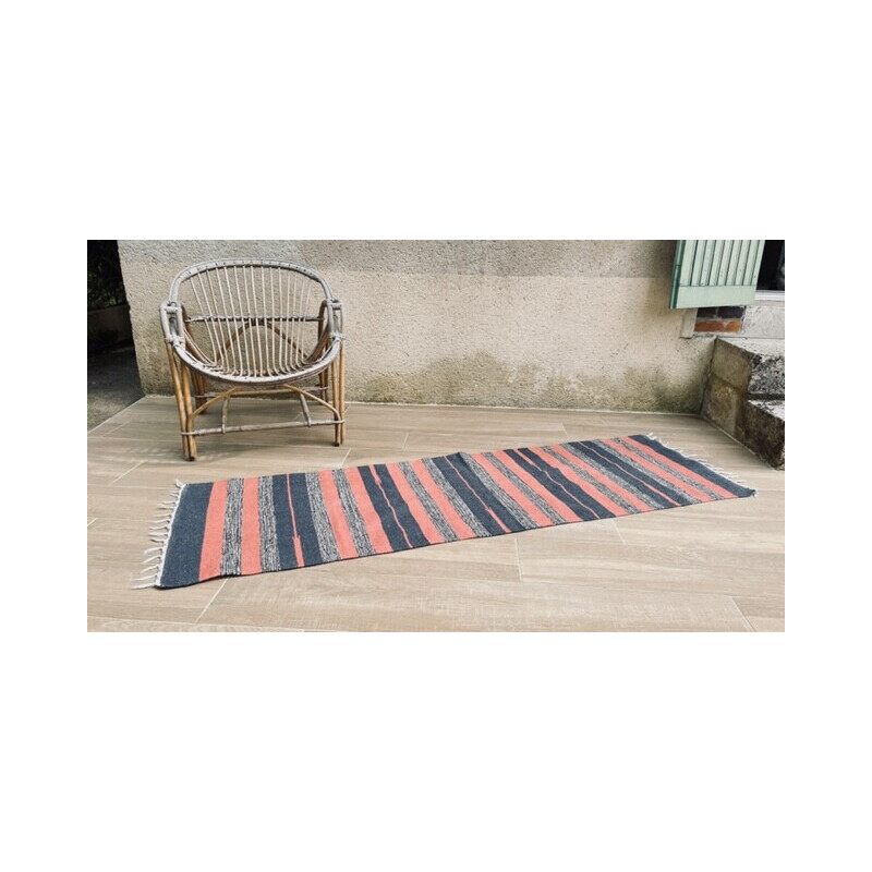 Alfombra Kilim vintage de algodón, 1980