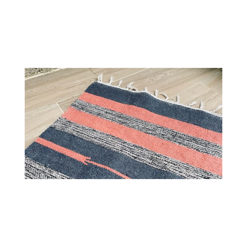 Vintage cotton Kilim rug, 1980s