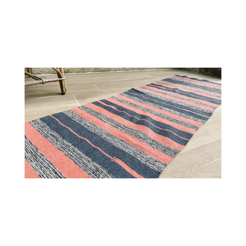 Vintage cotton Kilim rug, 1980s