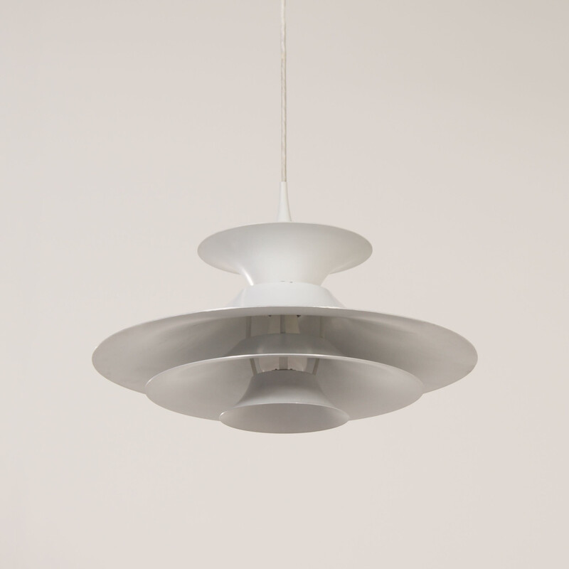 Vintage Radius pendant lamp in metal, aluminum and fabric by Eric Balslev for Fog & Mørup, Sweden 1977s