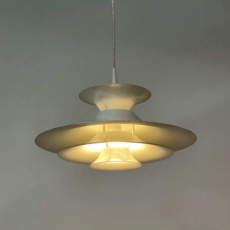 Vintage Radius pendant lamp in metal, aluminum and fabric by Eric Balslev for Fog & Mørup, Sweden 1977s