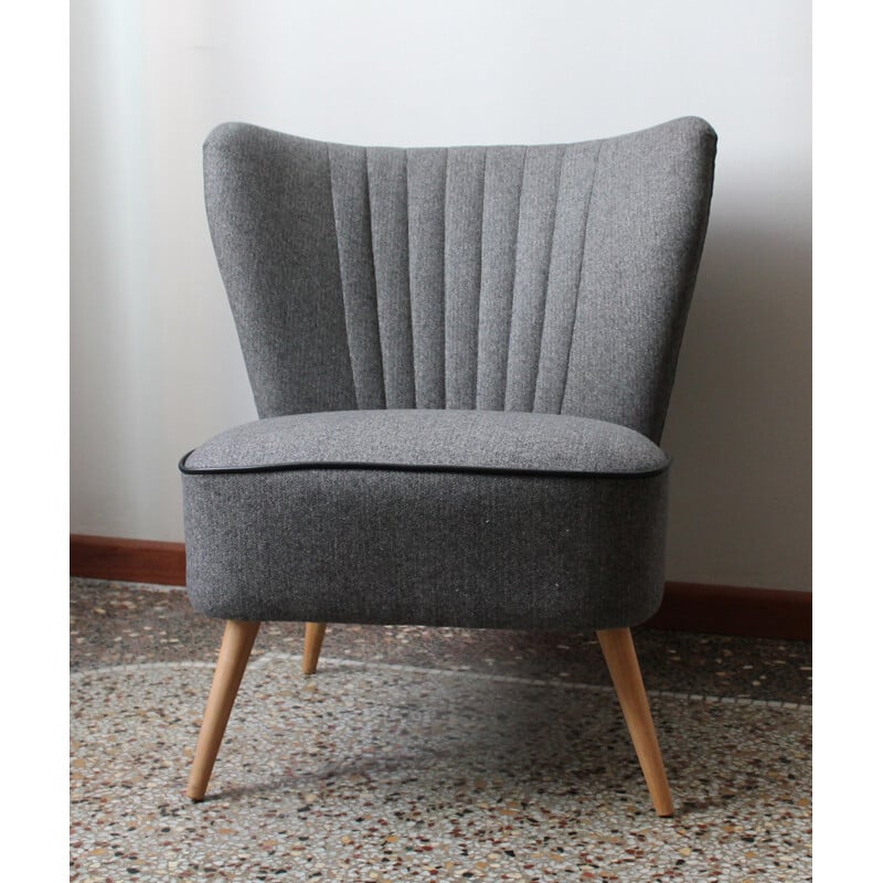 Cocktail amchair in anthracite grey - 1950s
