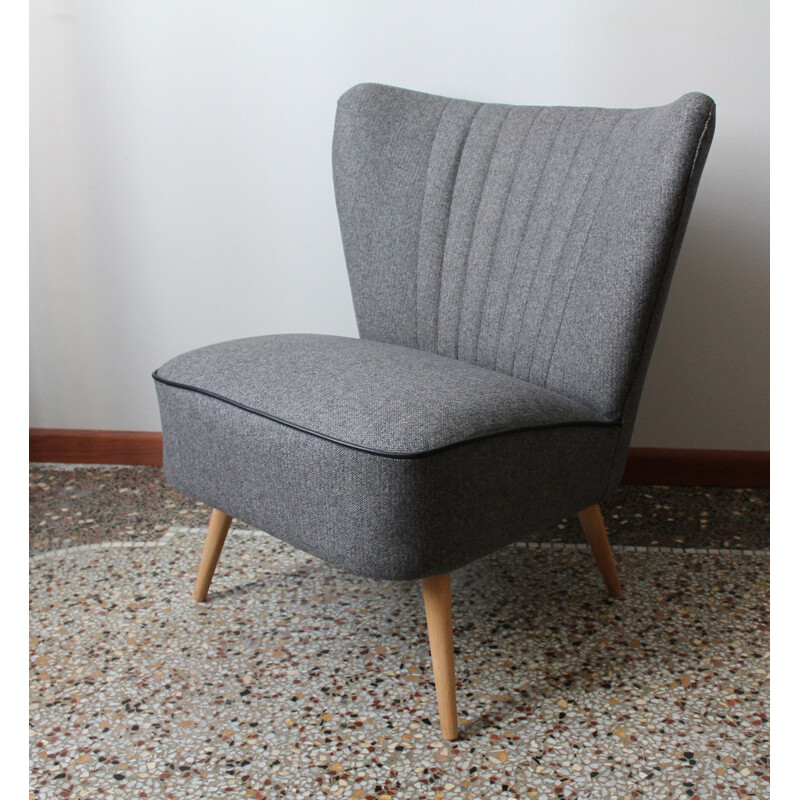 Cocktail amchair in anthracite grey - 1950s