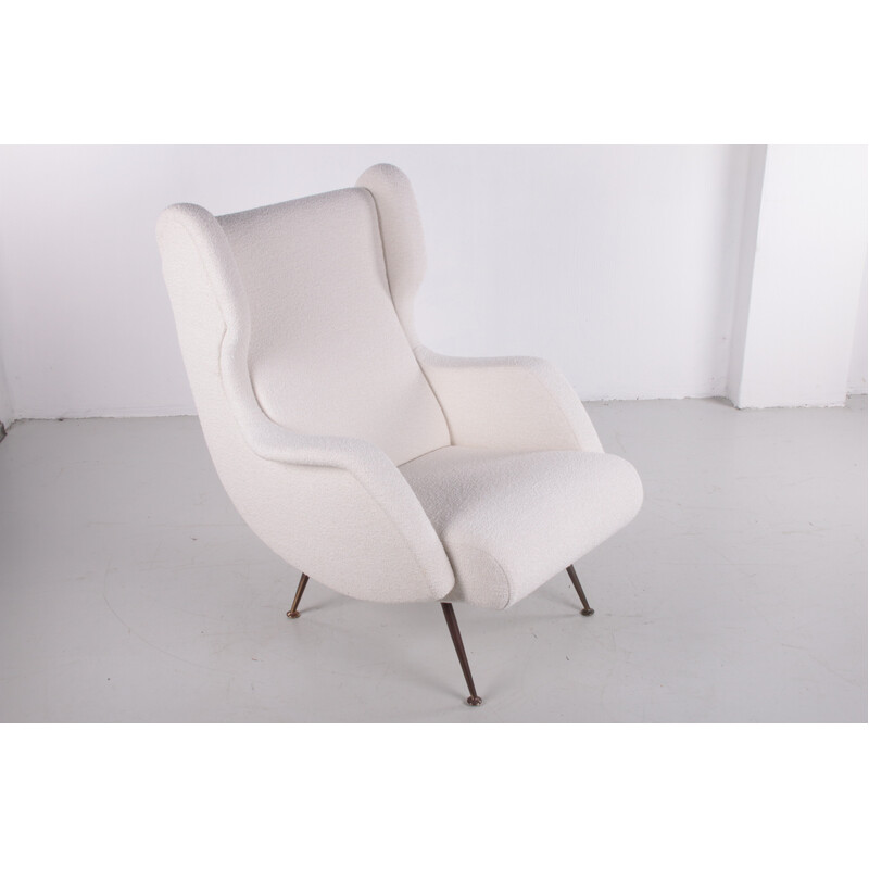 Fauteuil vintage en laine bouclée de Marco Zanuso pour Arflex, Italie 1960