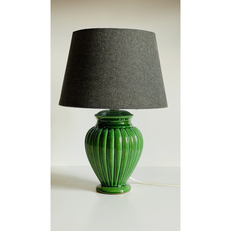 Groene keramiek en geglazuurde lamp, 1990