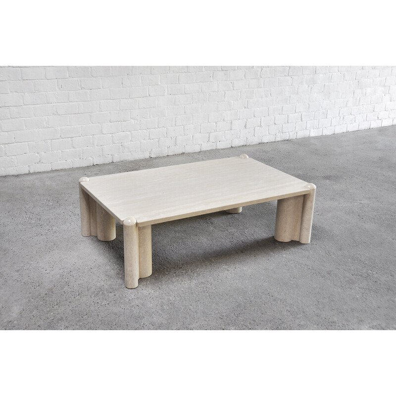 Vintage Jumbo coffee table in travertine by Gae Aulenti for Knoll, Italy 1965s