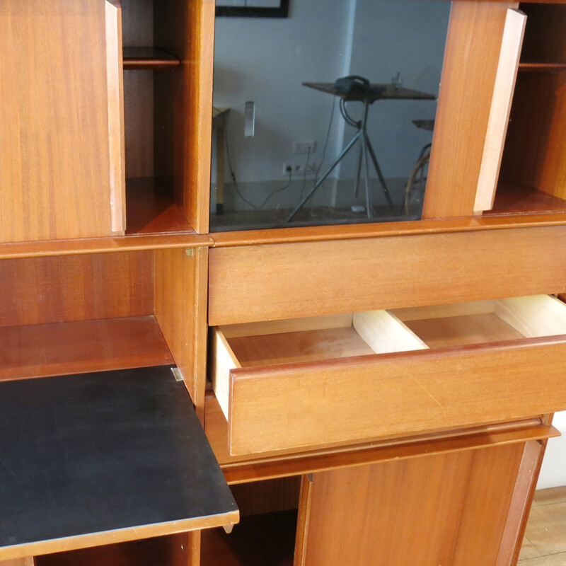 Black bookcase in glass and mahogany model "OSCAR" by Didier Rozaffy - 1950s