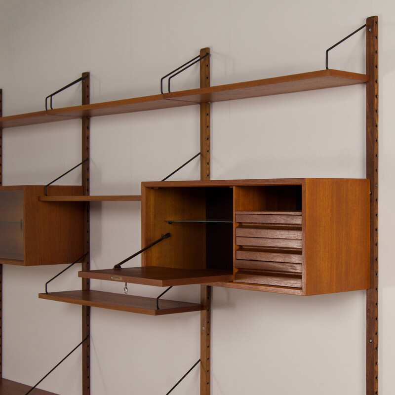 Vintage Royal teak wall unit by Poul Cadovius for Cado, Denmark 1960s