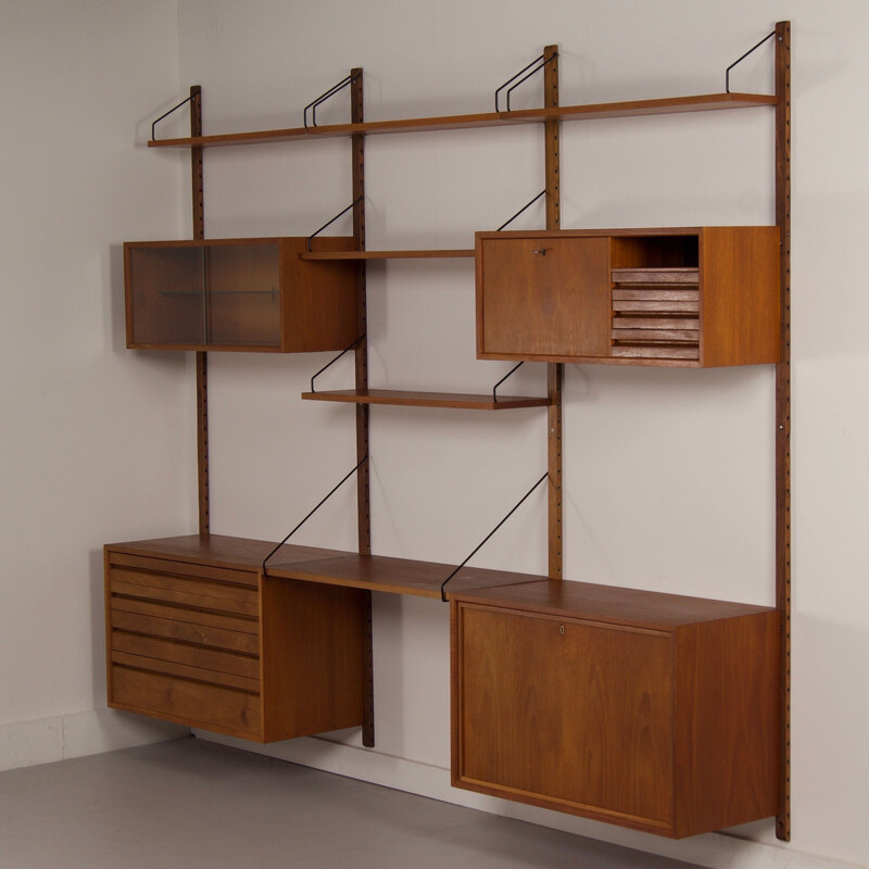 Vintage Royal teak wall unit by Poul Cadovius for Cado, Denmark 1960s