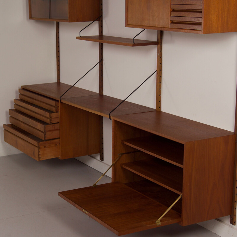 Vintage Royal teak wall unit by Poul Cadovius for Cado, Denmark 1960s