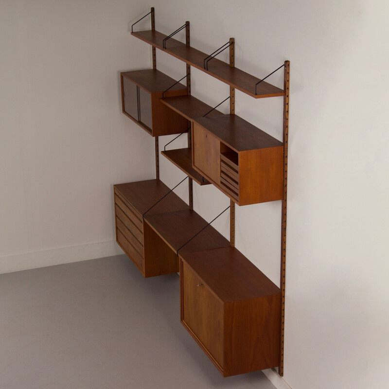 Vintage Royal teak wall unit by Poul Cadovius for Cado, Denmark 1960s