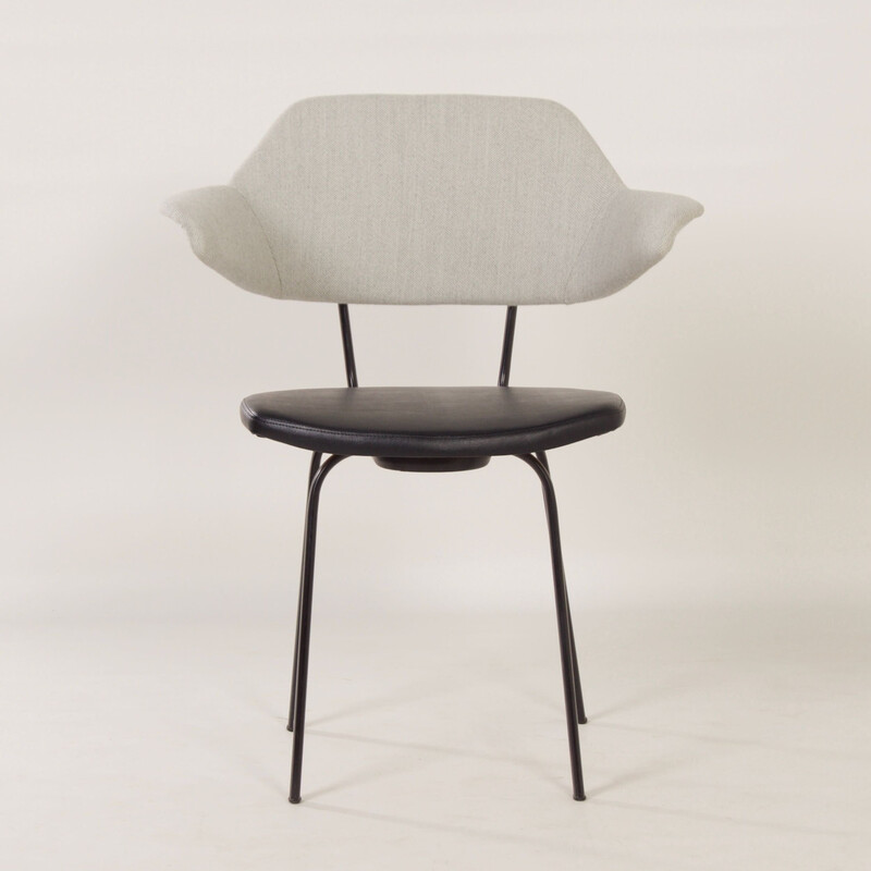 Vintage Sikkens chair in metal, wood, Kvadrat fabric and leatherette by Rob Parry, 1960s