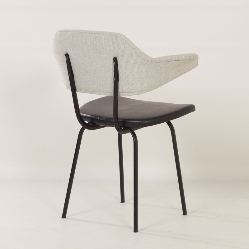 Vintage Sikkens chair in metal, wood, Kvadrat fabric and leatherette by Rob Parry, 1960s