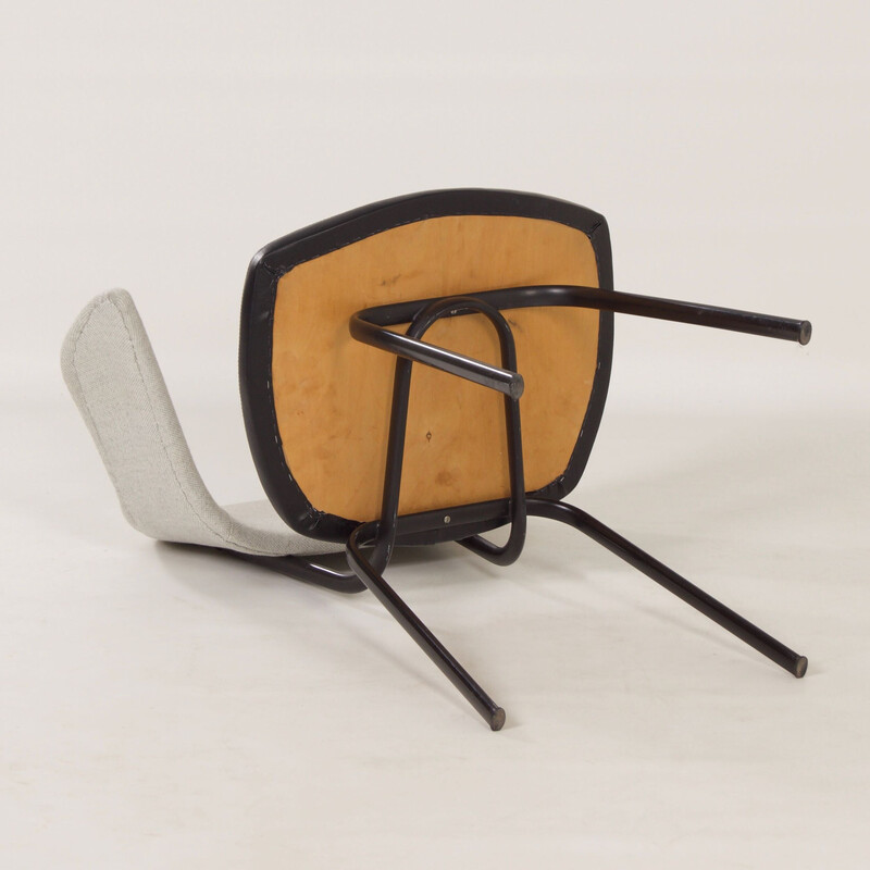 Cadeira Vintage Sikkens em metal, madeira, tecido Kvadrat e pele de Rob Parry, década de 1960