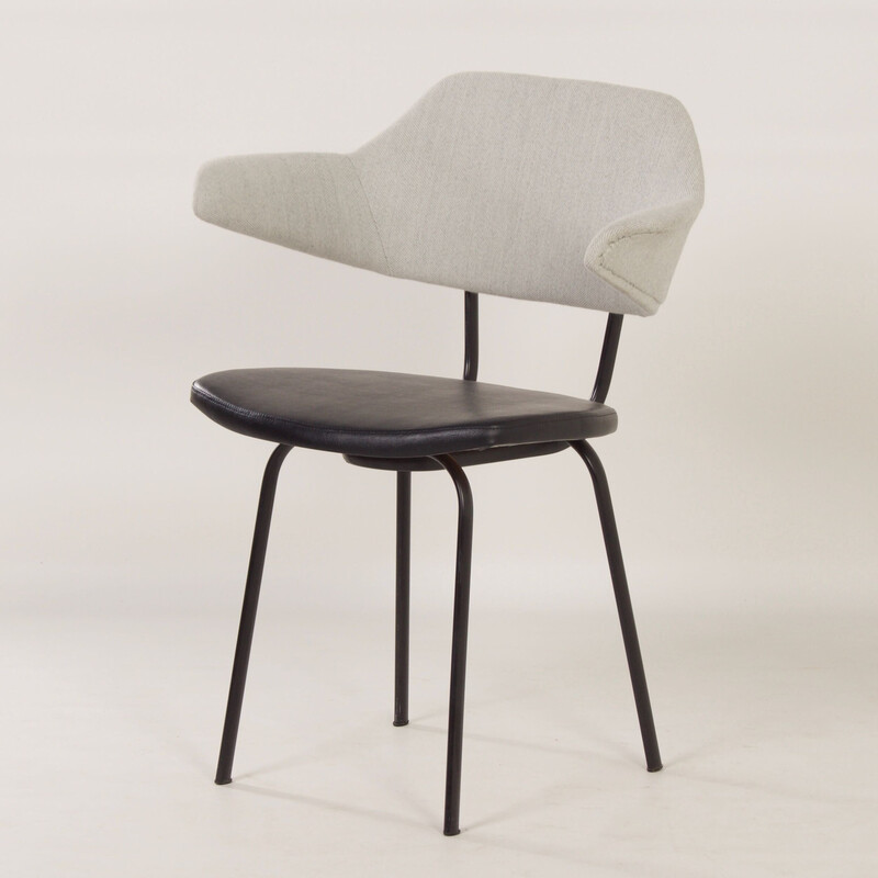 Vintage Sikkens chair in metal, wood, Kvadrat fabric and leatherette by Rob Parry, 1960s