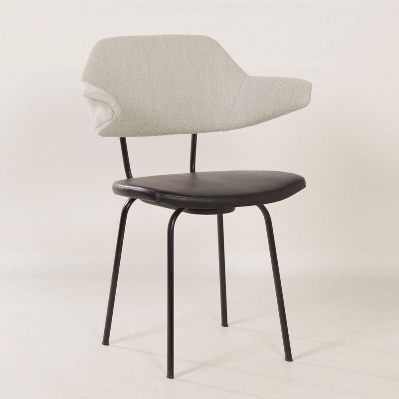 Vintage Sikkens chair in metal, wood, Kvadrat fabric and leatherette by Rob Parry, 1960s