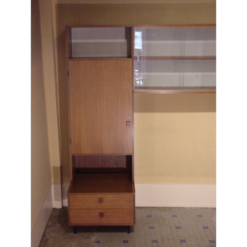 Brown bookcase in teak produced by BEHR - 1960s