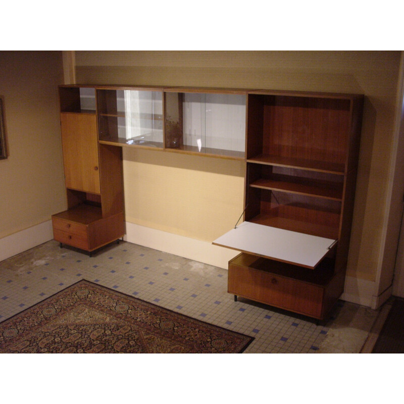 Brown bookcase in teak produced by BEHR - 1960s