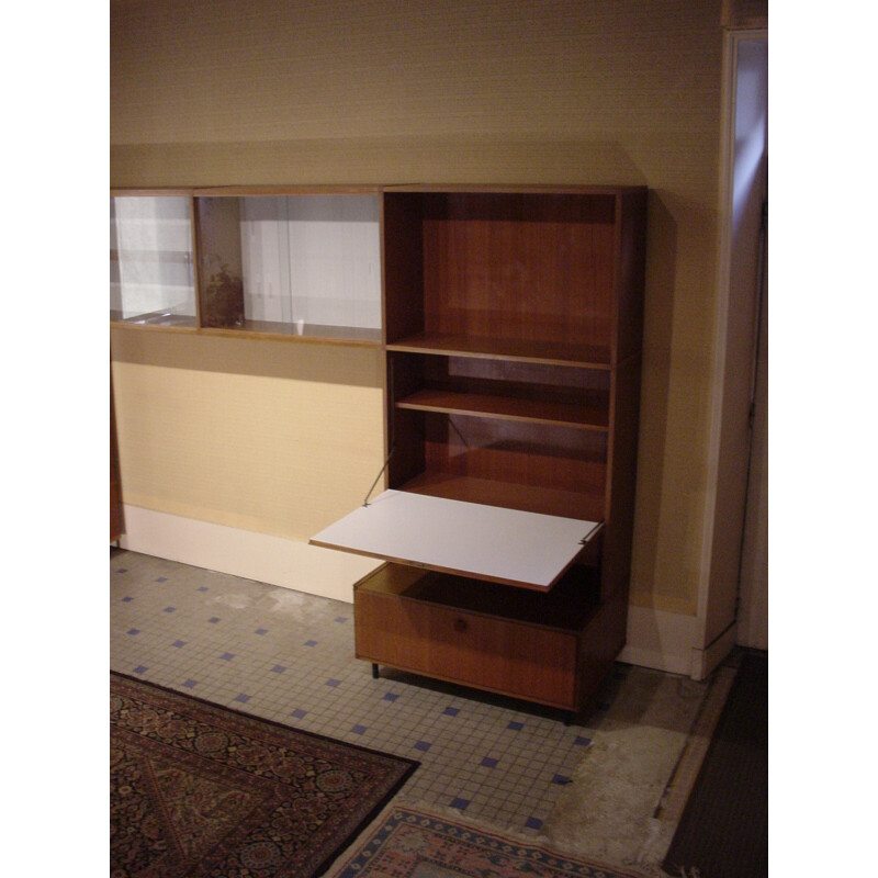 Brown bookcase in teak produced by BEHR - 1960s